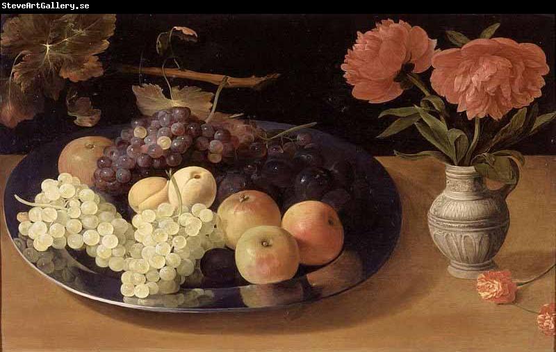 Jacob van Es Still-Life of Grapes, Plums and Apples